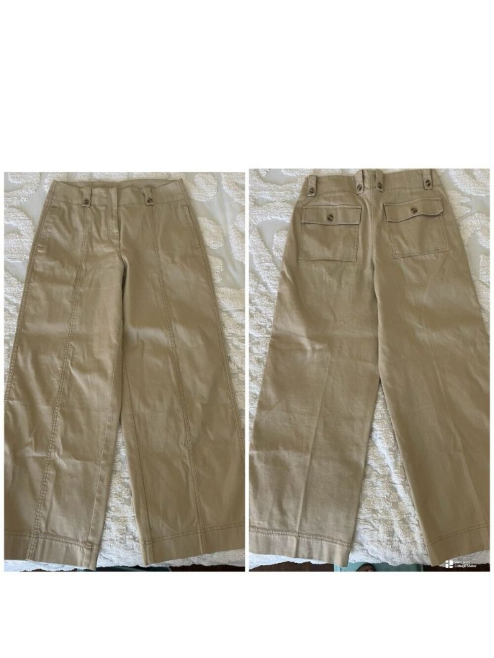 Chico's Pants 0.5R US Size 6R High Waisted Tan Trousers Wide leg Utility Safari